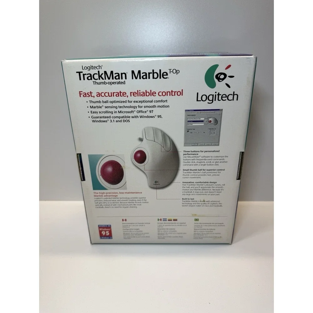Logitech Trackman Marble Trackball Corded Mouse Model T-CH11 Untested